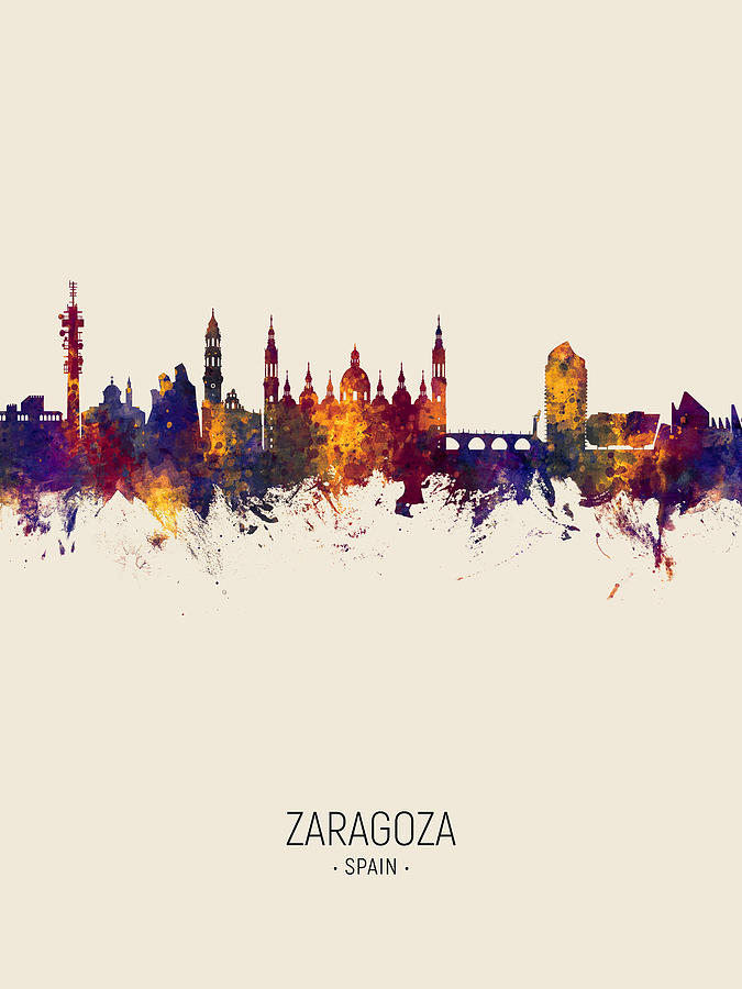 Zaragoza Spain Skyline #4 Digital Art by Michael Tompsett