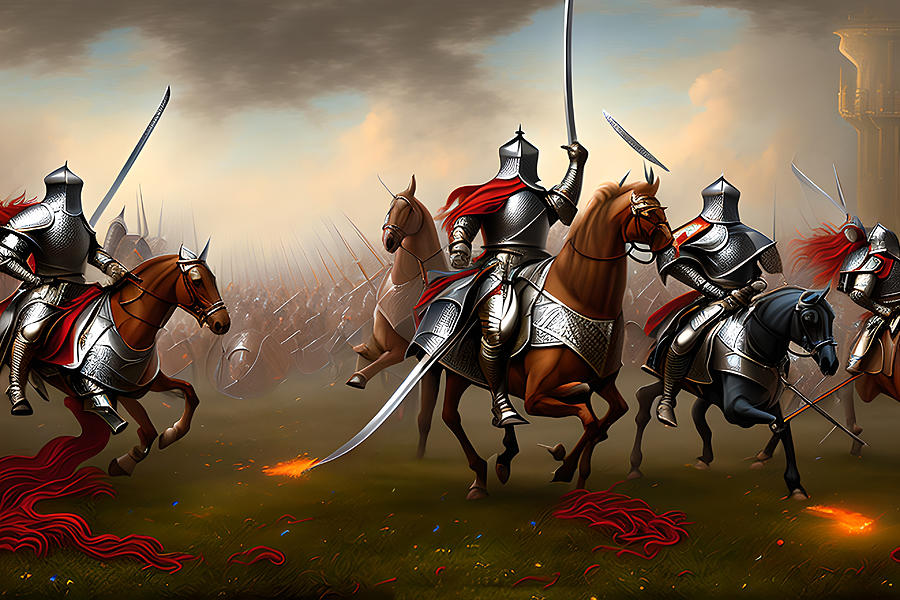 Battle of Knights, Generative AI Illustration Digital Art by Miroslav ...