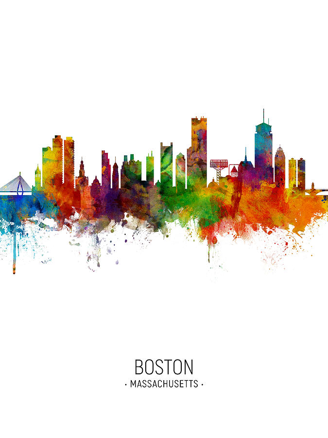 Boston Massachusetts Skyline #40 Digital Art by Michael Tompsett