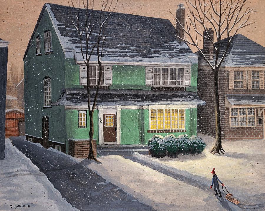 Winter Painting - 40 Cheritan Avenue by Dave Rheaume