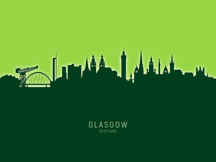 Skyline Digital Art - Glasgow Scotland Skyline #40 by Michael Tompsett
