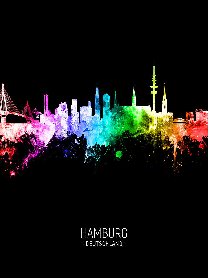 Hamburg Germany Skyline #40 Digital Art by Michael Tompsett