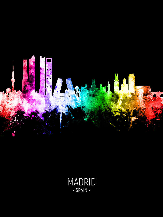 Madrid Spain Skyline #40 Digital Art by Michael Tompsett