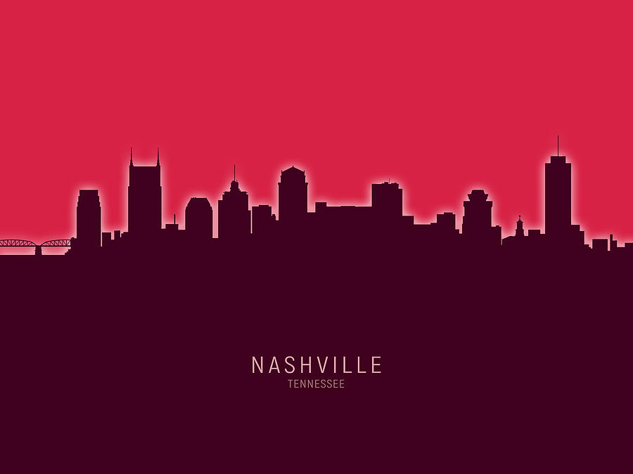 Nashville Digital Art - Nashville Tennessee Skyline #40 by Michael Tompsett
