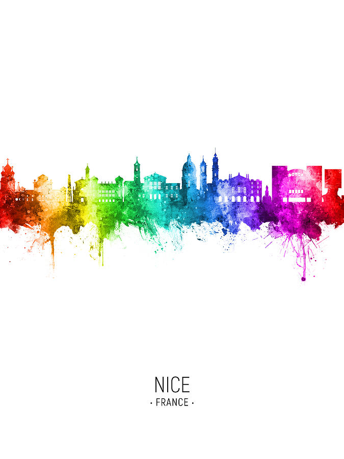 Skyline Digital Art - Nice France Skyline #40 by Michael Tompsett