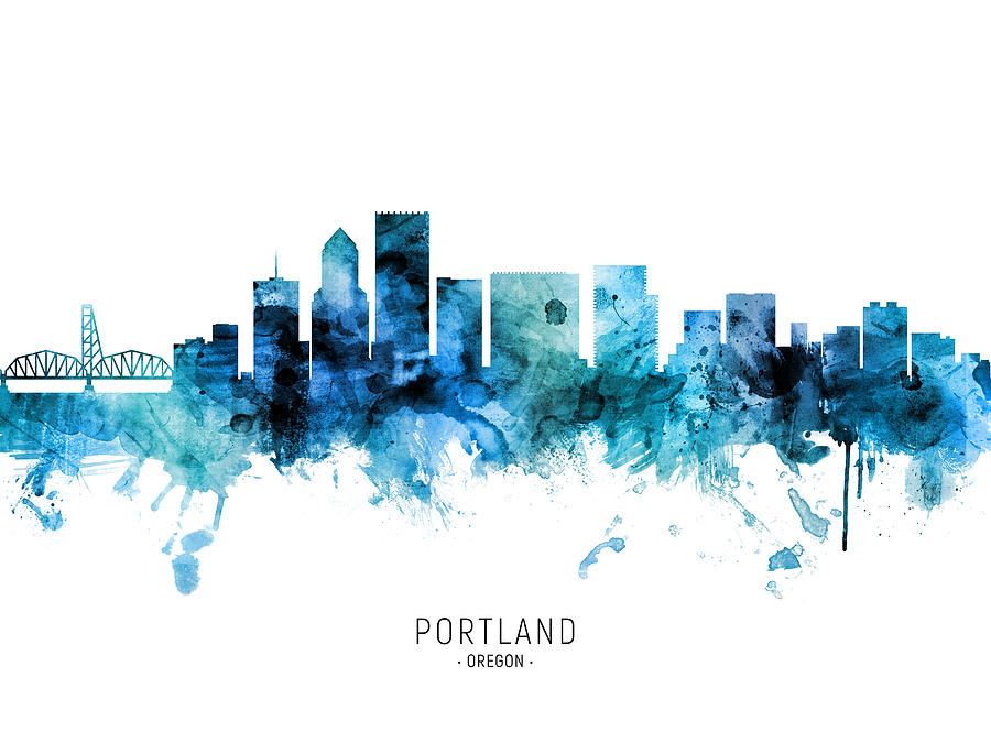 Portland Oregon Skyline #40 Digital Art by Michael Tompsett