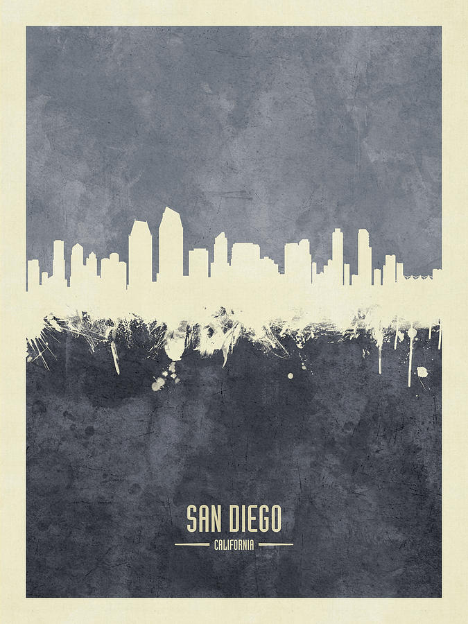 San Diego California Skyline #40 Digital Art by Michael Tompsett