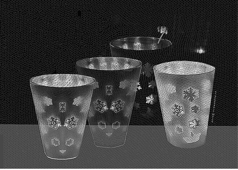4003 B - Cups  Black and white Photograph by Irmgard Schoendorf Welch
