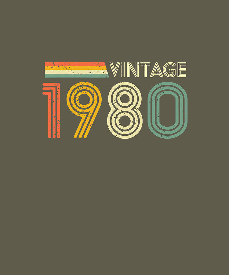 40th Birthday Gift Men Retro Vintage 1980 Retro TShirt Art by Julie Hurst - Pixels