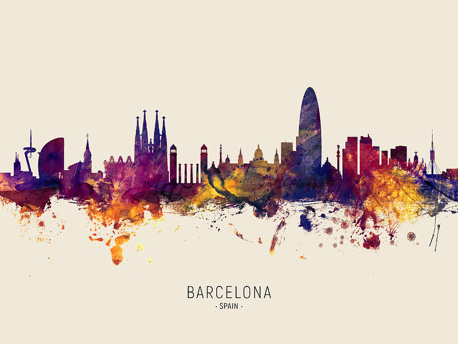 Barcelona Spain Skyline #41 Digital Art by Michael Tompsett