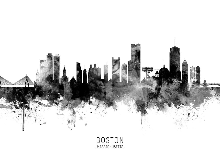 Boston Digital Art - Boston Massachusetts Skyline #41 by Michael Tompsett