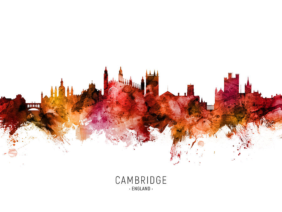 Cambridge Digital Art - Cambridge England Skyline #41 by Michael Tompsett
