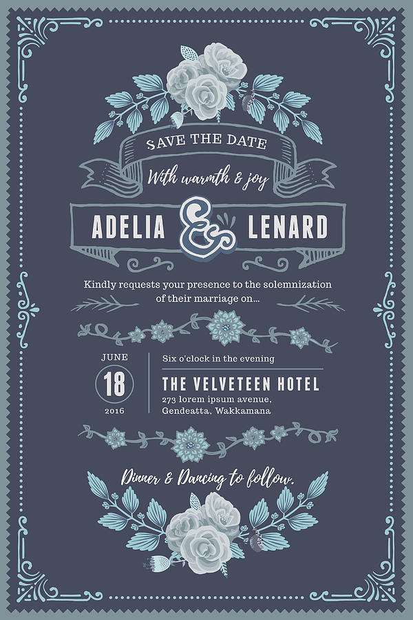 Floral Wedding Invitation Template #41 Drawing by DavidGoh