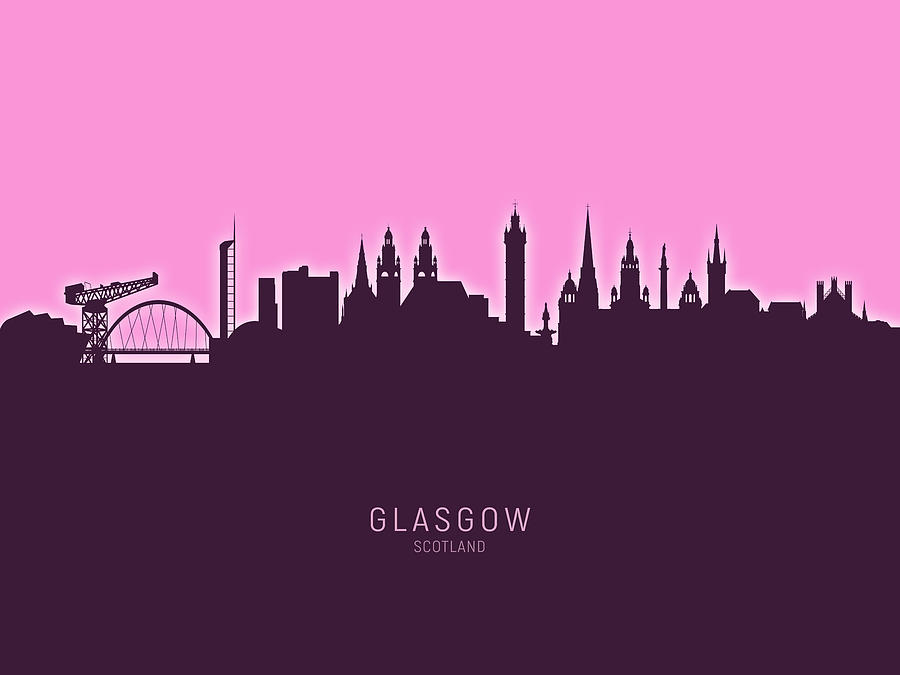 Skyline Digital Art - Glasgow Scotland Skyline #41 by Michael Tompsett