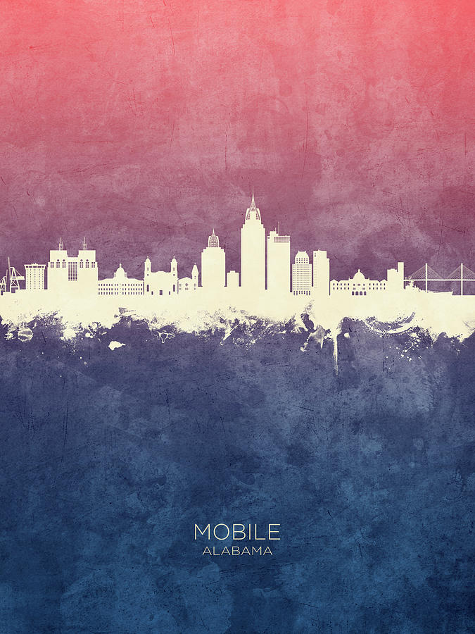 Mobile Skyline Digital Art - Mobile Alabama Skyline #41 by Michael Tompsett