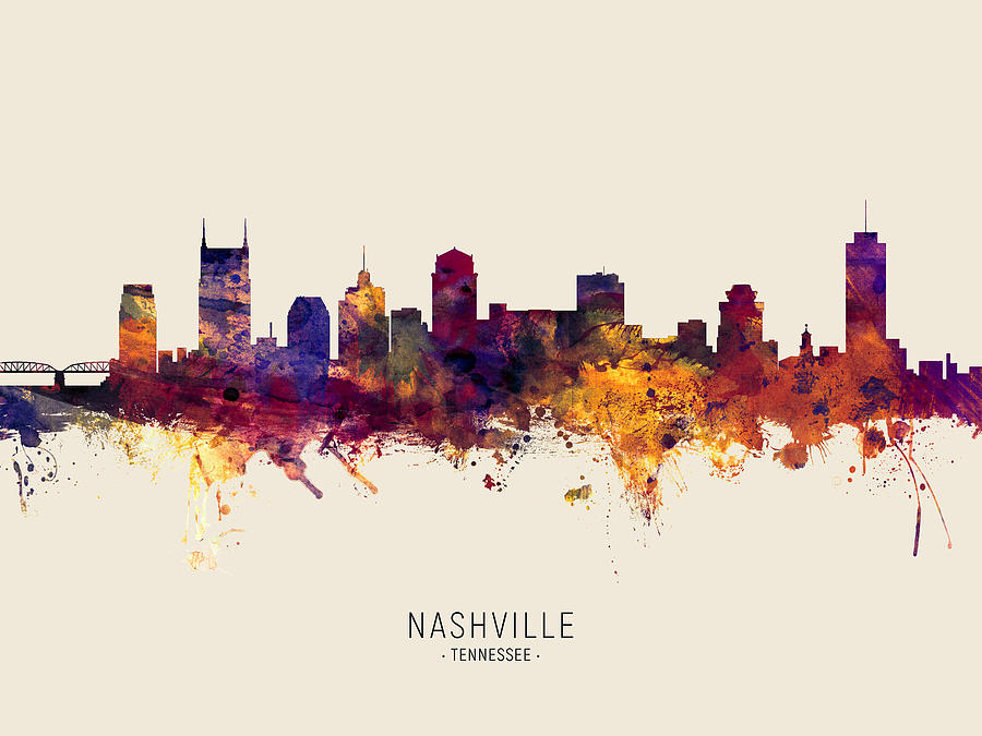 Nashville Tennessee Skyline #41 Digital Art by Michael Tompsett