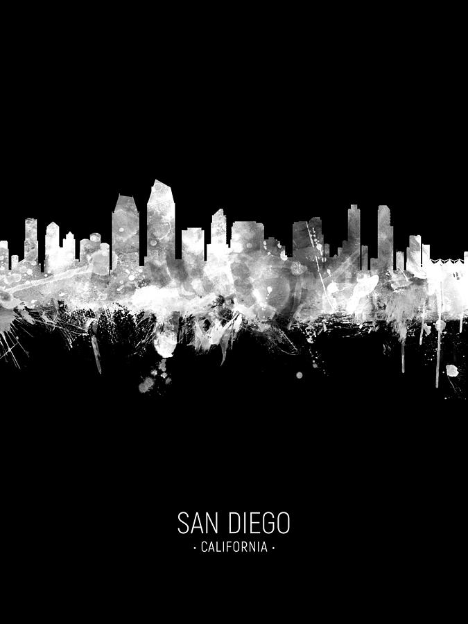 San Diego California Skyline Digital Art by Michael Tompsett