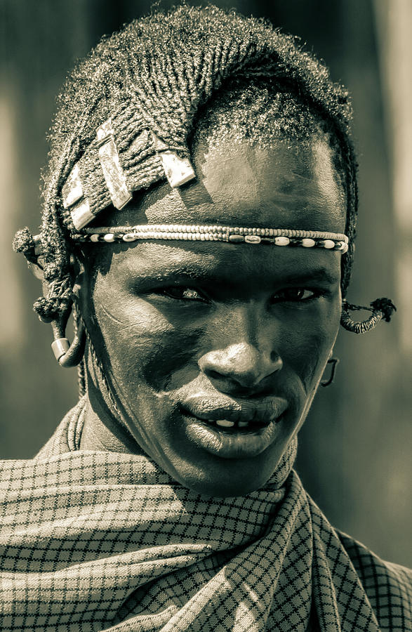 Portrait Maasai Warrior Ngorongoro TZA 4120 Photograph by Amyn Nasser