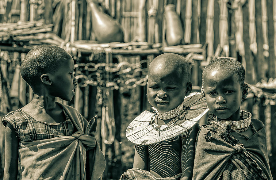 Portrait Maasai Children Ngorongoro Tza East Africa 4131 Photograph