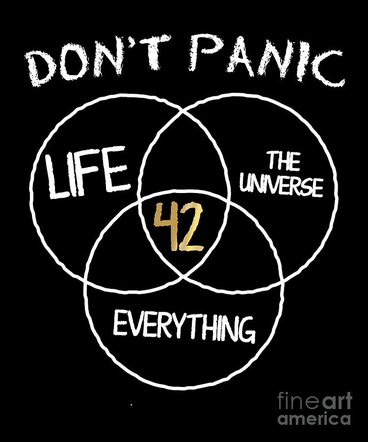 42 Answer To Life Universe And Everything Dont Panic Drawing By Noirty Designs