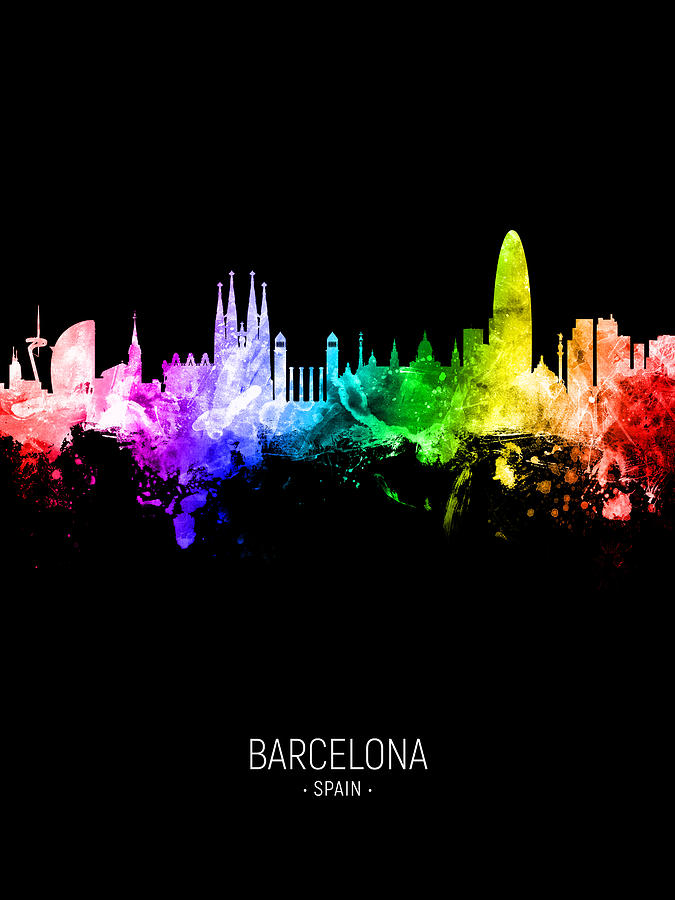 Barcelona Spain Skyline #42 Digital Art by Michael Tompsett