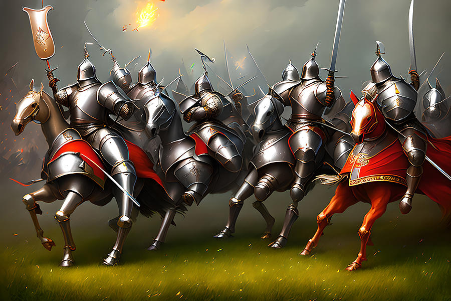 Battle of Knights, Generative AI Illustration Digital Art by Miroslav ...