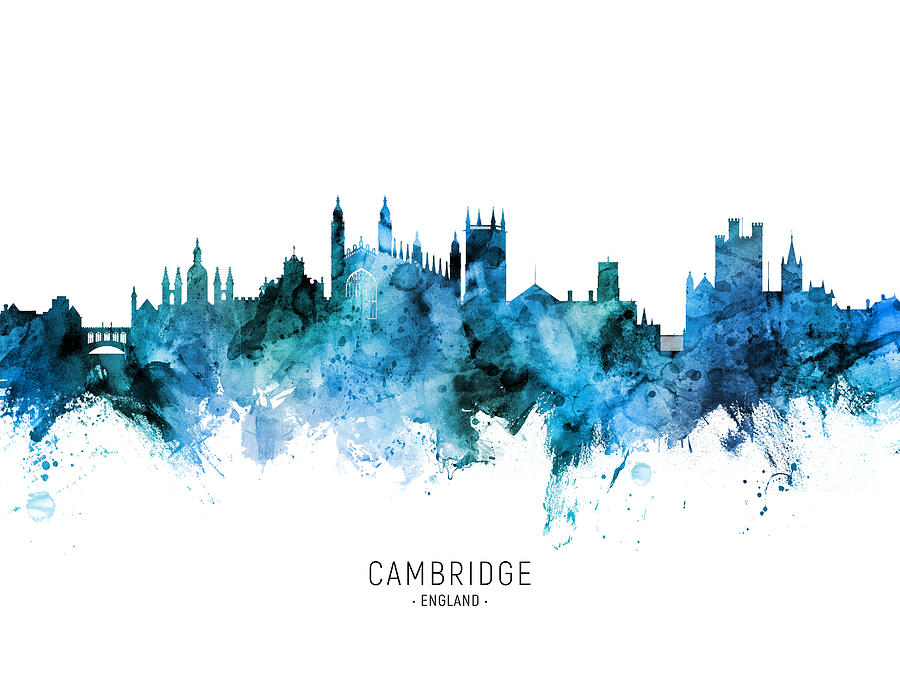 Cambridge Digital Art - Cambridge England Skyline #42 by Michael Tompsett
