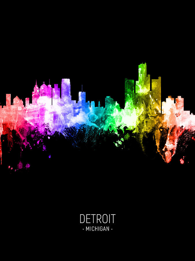Detroit Michigan Skyline #42 Digital Art by Michael Tompsett