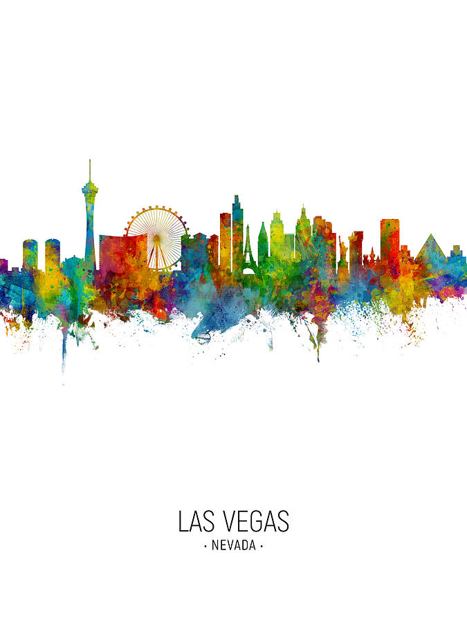 Las Vegas Digital Art - Las Vegas Nevada Skyline #42 by Michael Tompsett