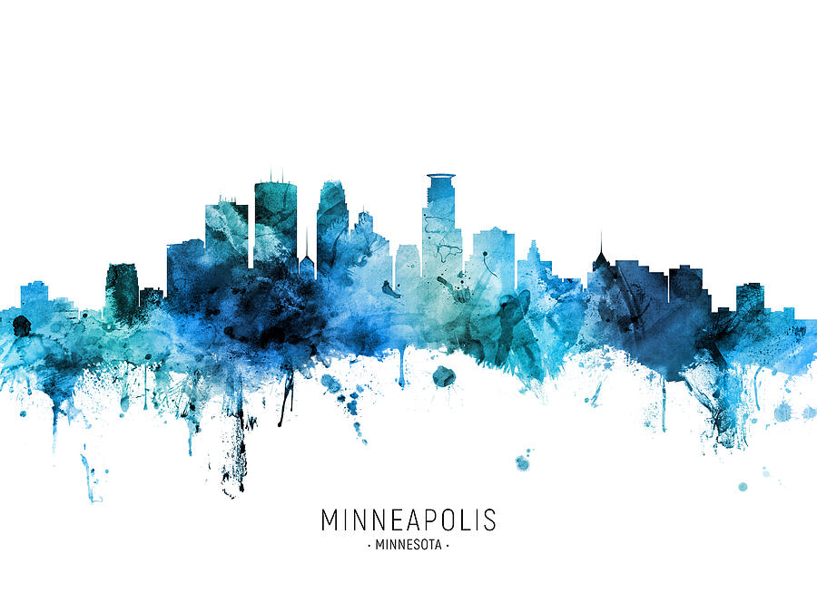 Minneapolis Digital Art - Minneapolis Minnesota Skyline #42 by Michael Tompsett