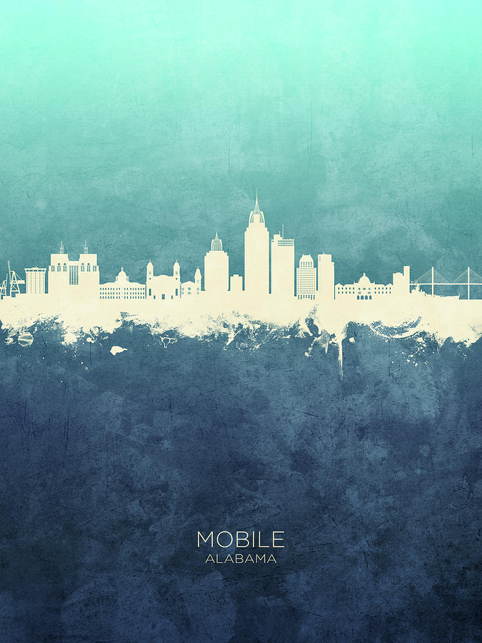 Mobile Skyline Digital Art - Mobile Alabama Skyline #42 by Michael Tompsett