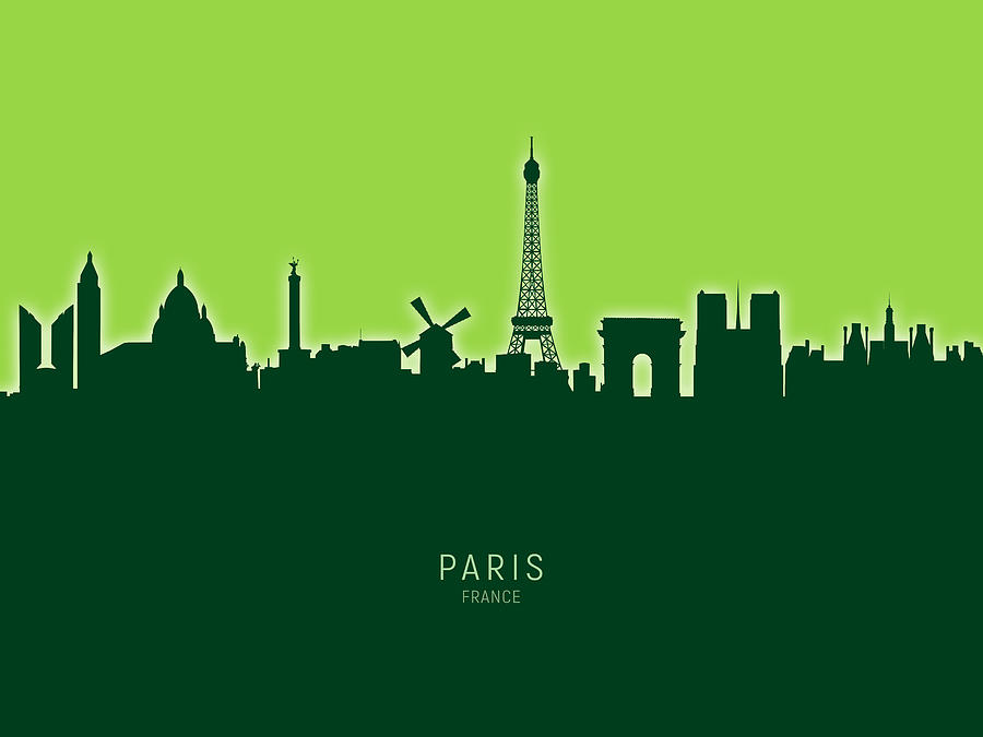 Paris France Skyline #42 Digital Art by Michael Tompsett
