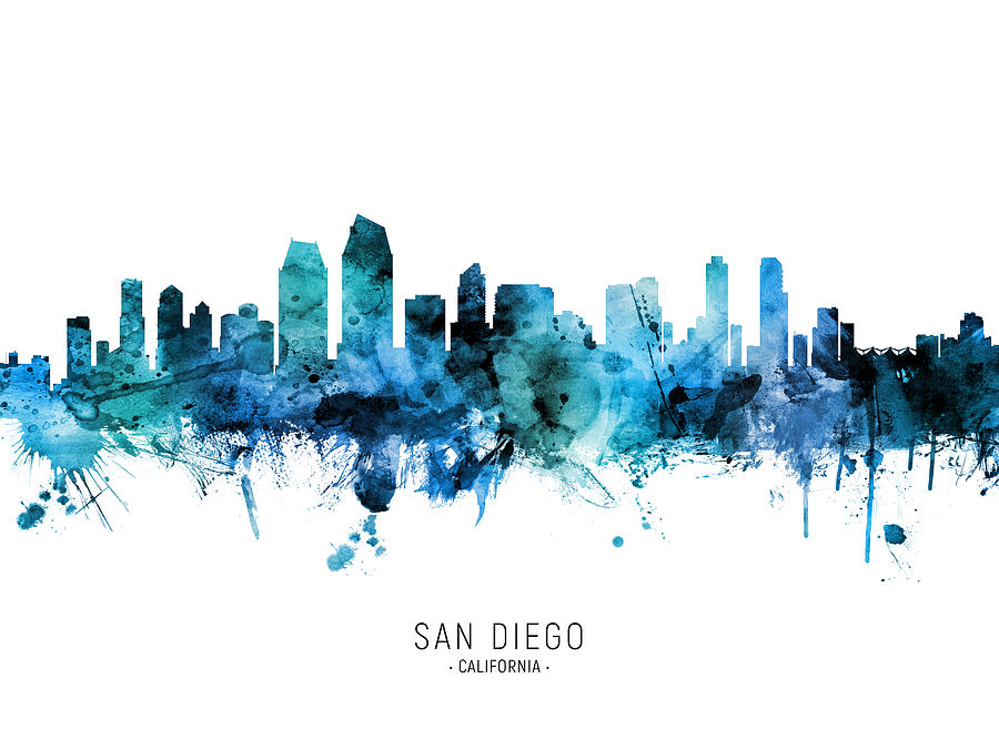 San Diego California Skyline #42 Digital Art by Michael Tompsett