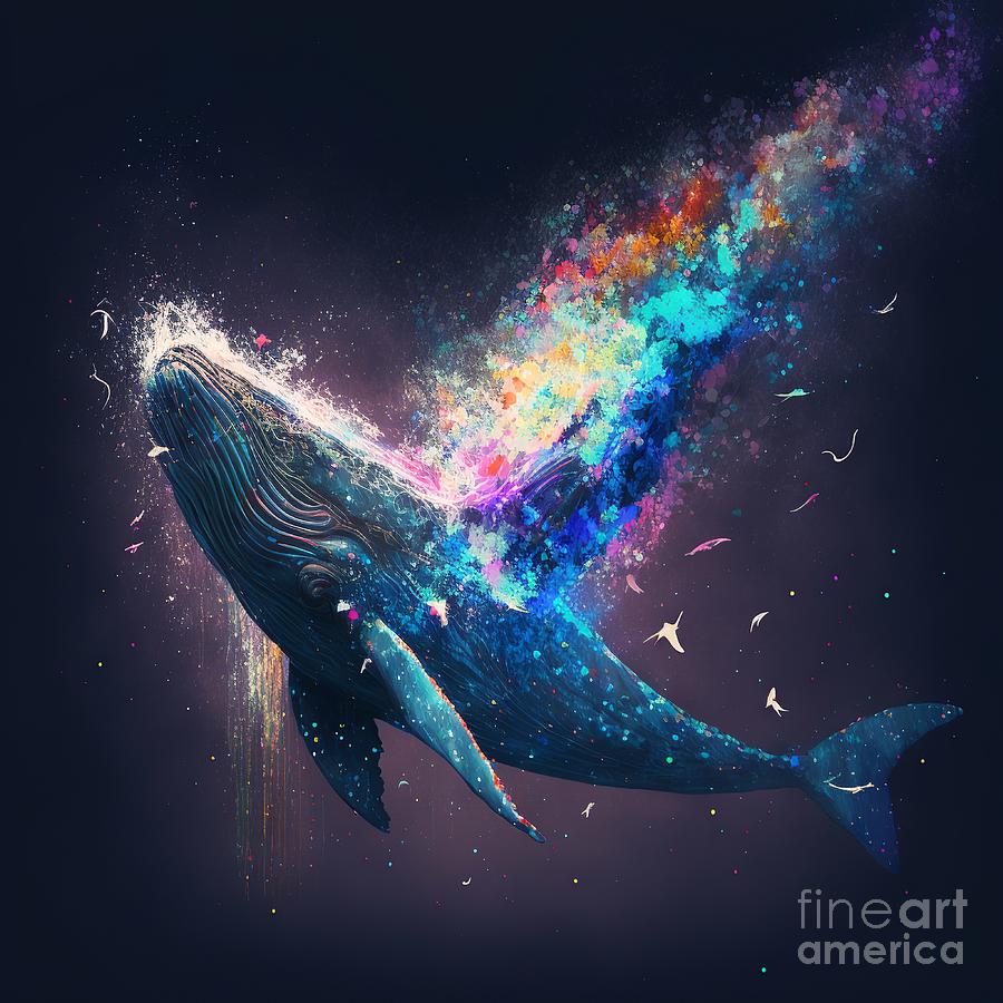 Whales Particle Colorful Deep Digital Art by Somsong Artist - Fine Art ...