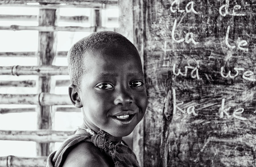 4269 Maasai Child Village School Ngorongoro Photograph by Amyn Nasser Neptune Gallery