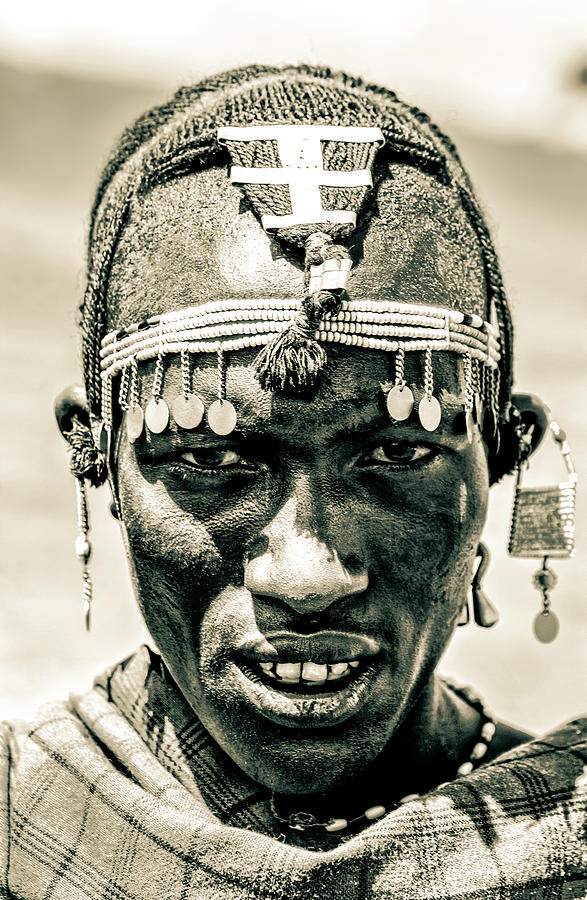 Portrait of a Maasai Warrior 4285 Photograph by Amyn Nasser