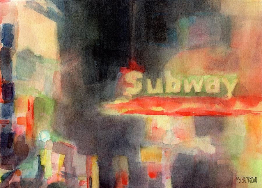 42nd Street Subway Watercolor Painting of NYC Painting by Beverly Brown