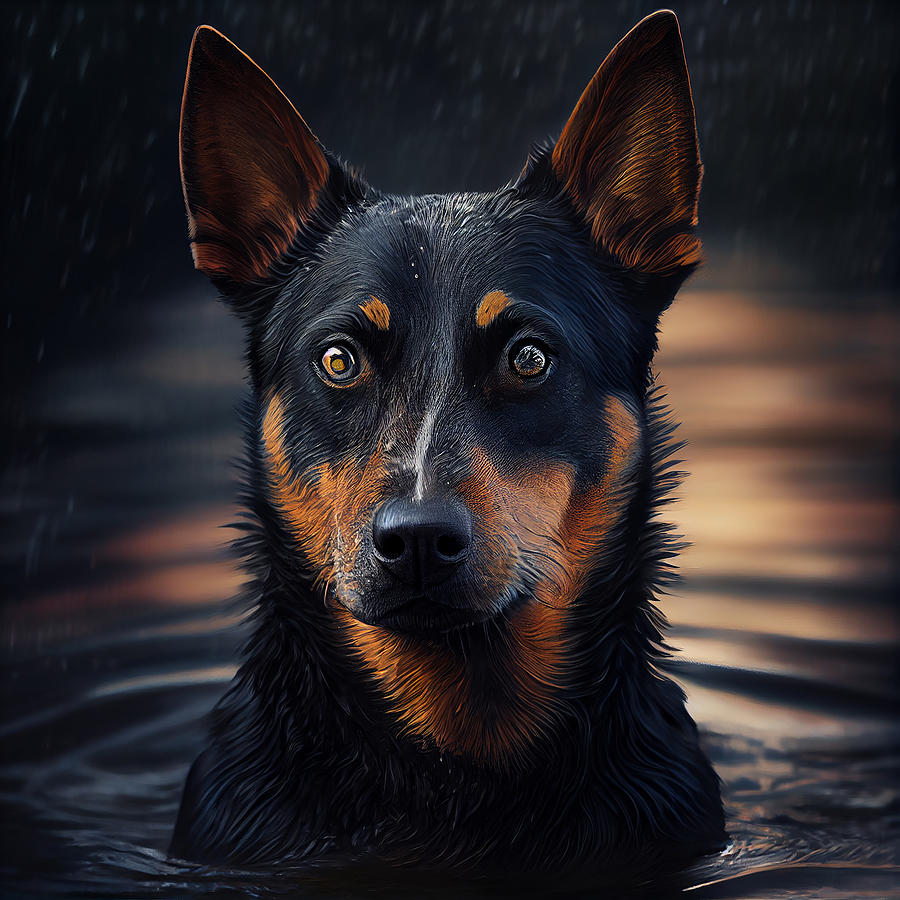 Dog Mixed Media - Australian Kelpie Dog Portrait #43 by Stephen Smith Galleries