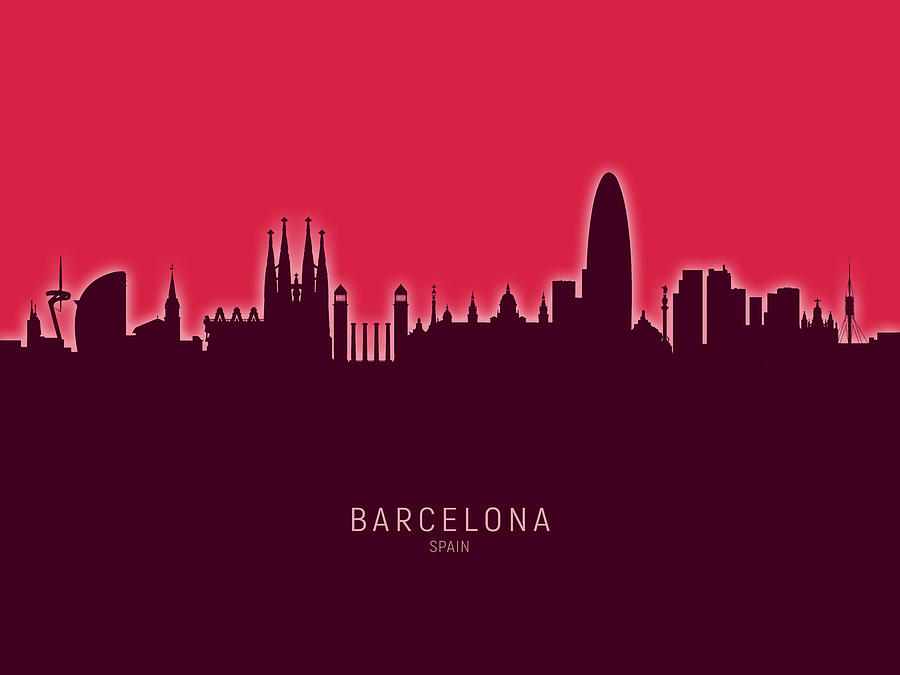 Barcelona Spain Skyline #43 Digital Art by Michael Tompsett