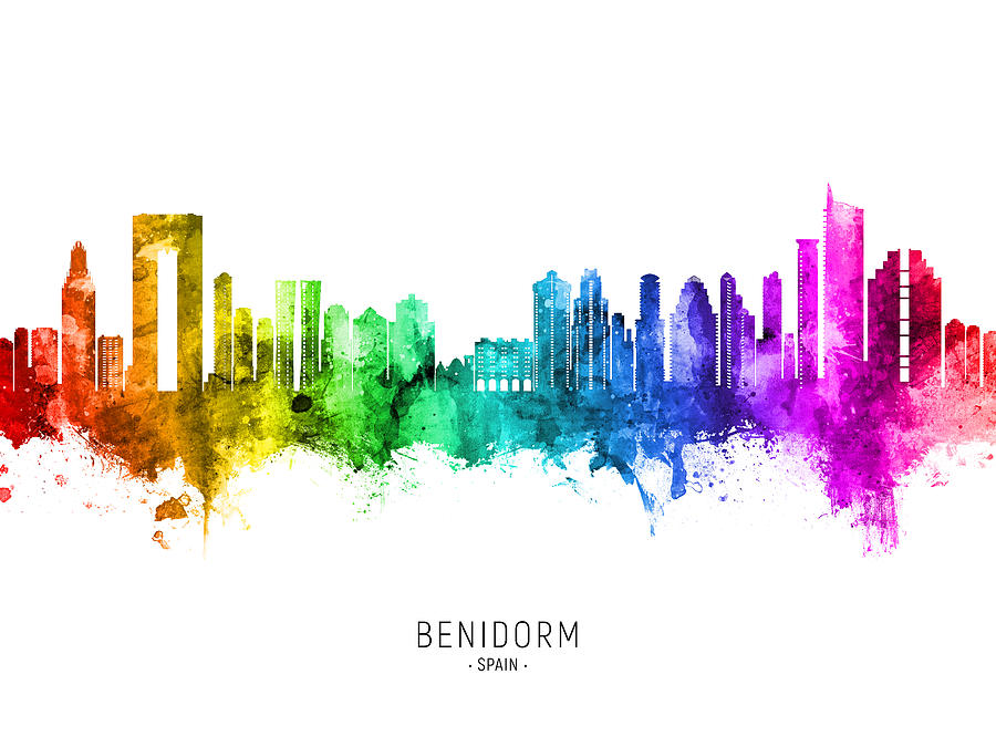 Benidorm Spain Skyline #43 Digital Art by Michael Tompsett