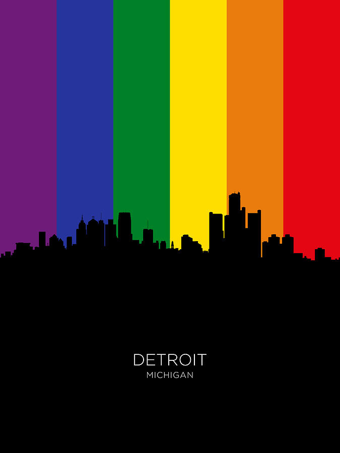 Detroit Michigan Skyline #43 Digital Art by Michael Tompsett