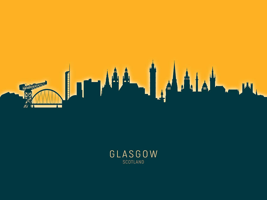 Skyline Digital Art - Glasgow Scotland Skyline #43 by Michael Tompsett