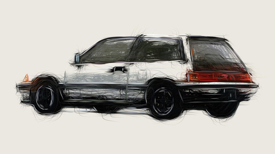 honda civic hatchback drawing