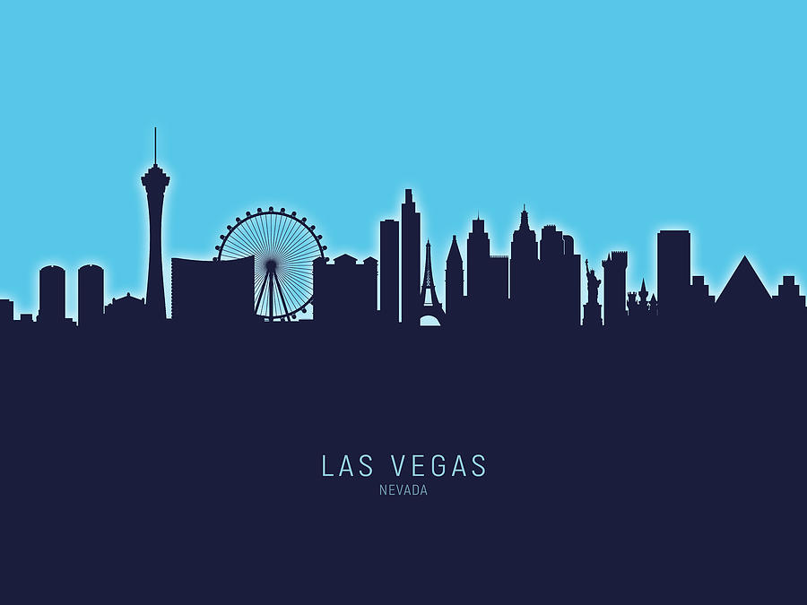 Las Vegas Digital Art - Las Vegas Nevada Skyline #43 by Michael Tompsett