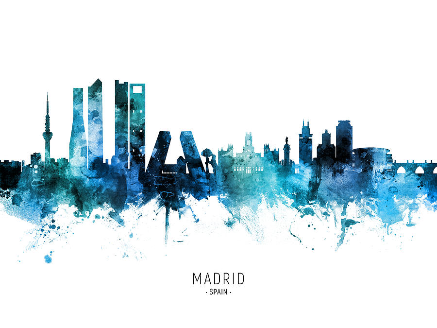 Madrid Spain Skyline #43 Digital Art by Michael Tompsett