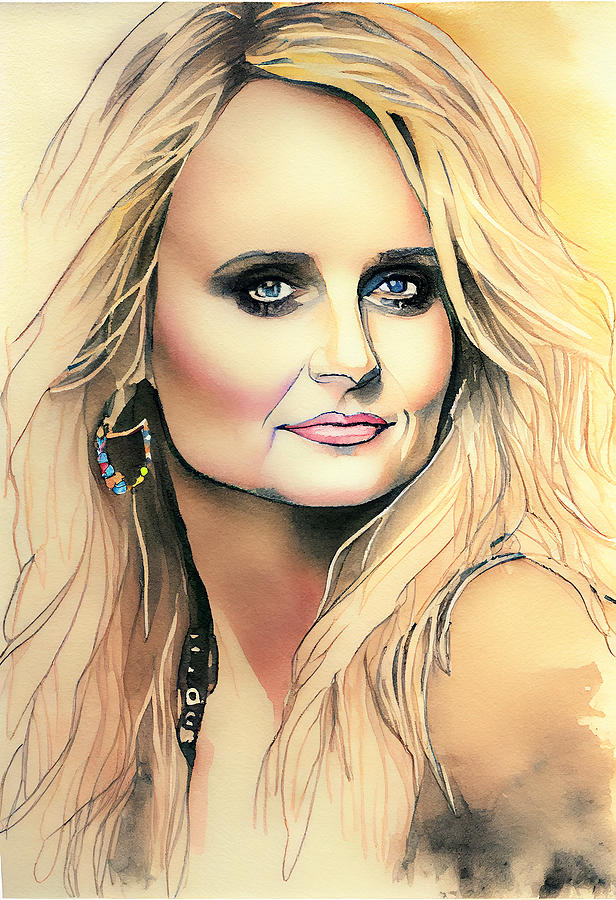 Miranda Lambert Watercolour Mixed Media by Tim Hill - Fine Art America