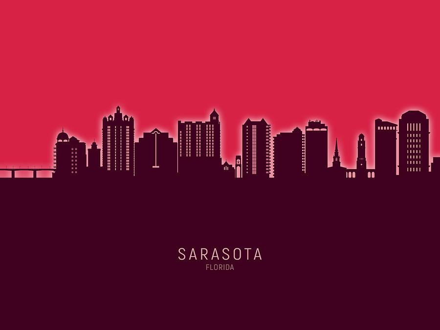 Sarasota Florida Skyline #43 Digital Art by Michael Tompsett