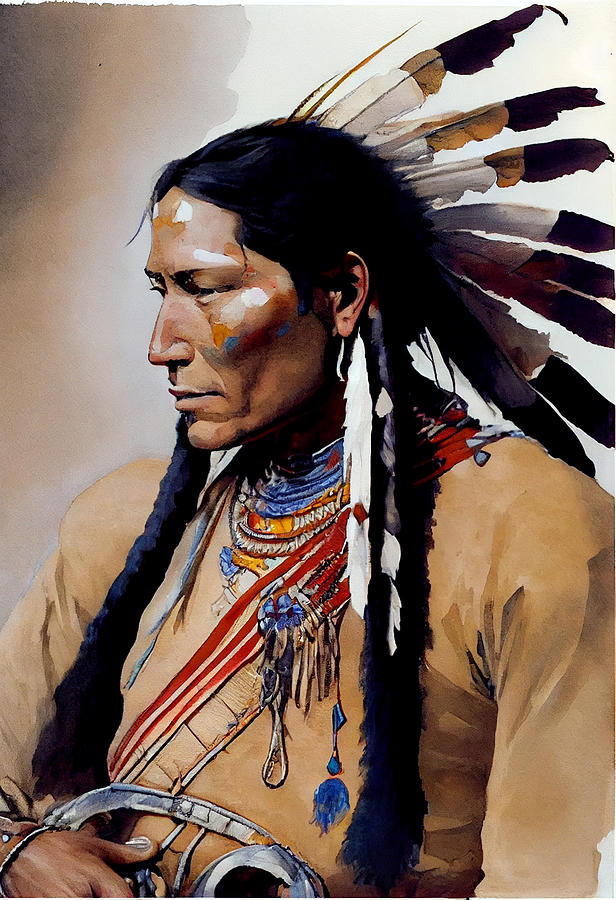 Very handsome young native American Indian Chie by Asar Studios #43 Digital  Art by Celestial Images - Fine Art America