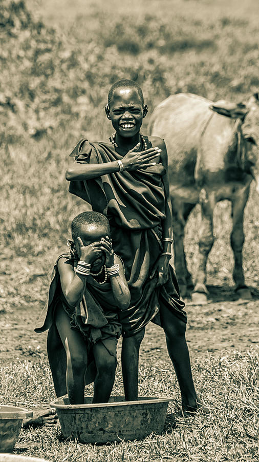 Maasai Children Playing TZA 4322 Photograph by Amyn Nasser
