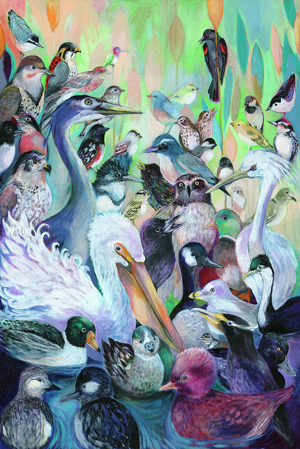 44 Birds Painting by Jennifer Lommers